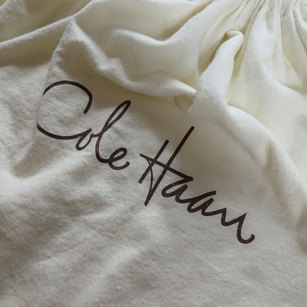 COLE HAAN Designer Bag Dust Cover Fleece Felt Tote Bag Drawstring Beige 18 x 14